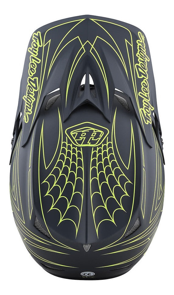 Casco Troy Lee Designs D3 Fiberlite Spiderstripe Gray / Yellow